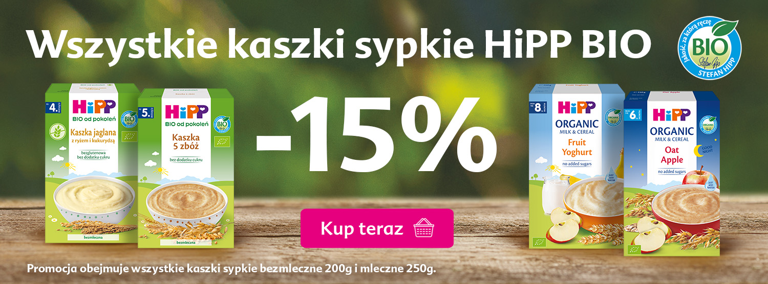 Hipp wszystkie kaszki sypkie - 15% rabatu po dodaniu do koszyka
