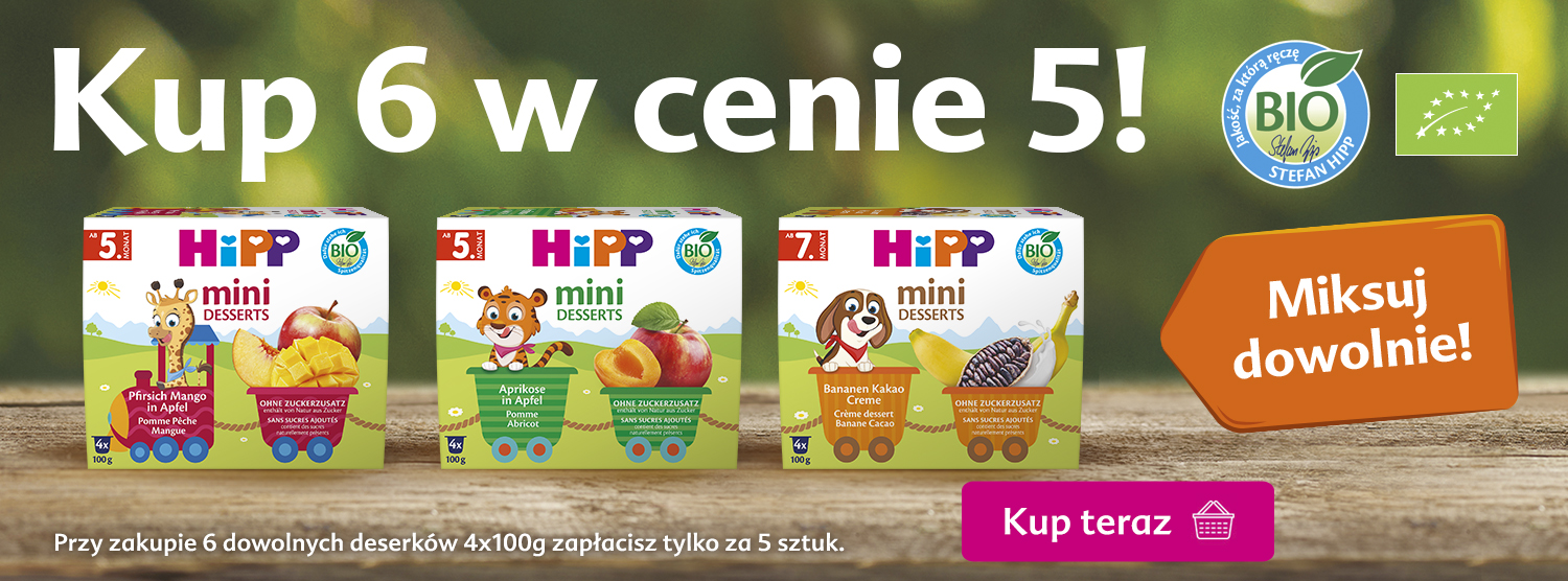 Hipp deserki 4 x 100 g - kup 6 w cenie 5