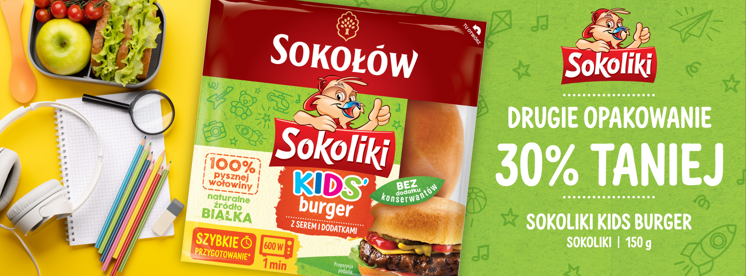 Sokołów Sokoliki Burger Kids 150g - drugie opakowanie 30% taniej